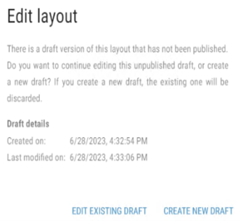 Save layout as draft example